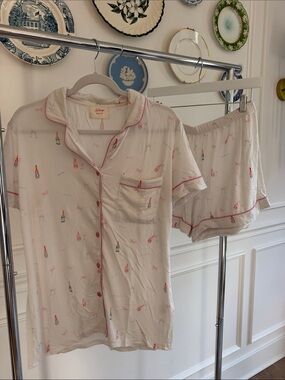 In My Sundays A Toast to Forever White Short Pajama Set with Champagne